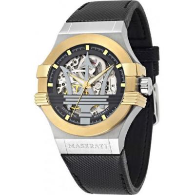 MASERATI Montre automatique  Potenza R8821108011 Squelette bracelet en cuir noir