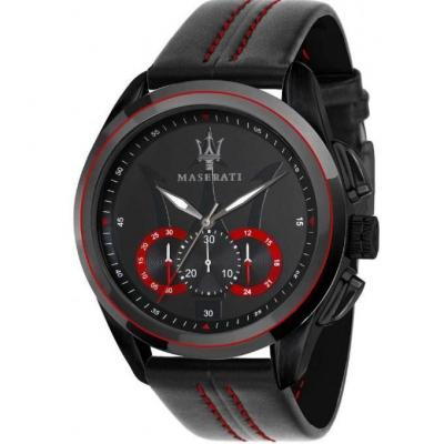 MASERATI Montre  Traguardo R8871612023 bracelet cuir surpiqures rouges