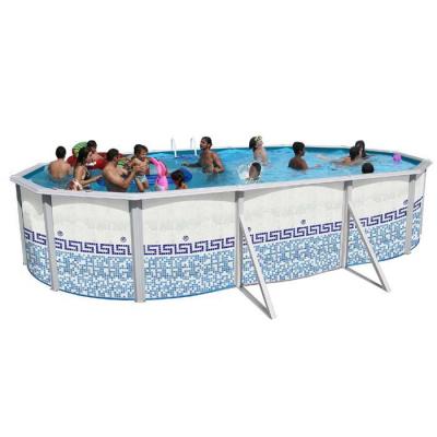 TOI Piscine hors sol en acier ovale MOSAIKO 640 x 366 x 120 cm+ finition acier blanc