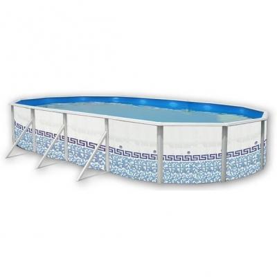 TOI Piscine hors sol en acier ovale MOSAIKO 730 x 366 x 120 cm+ finition acier blanc