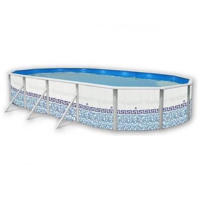TOI Piscine hors sol en acier ovale MOSAIKO 915 x 457 x 120 cm+ finition acier blanc