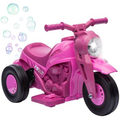 AIYAPLAY Moto &eacute;lectrique enfant chopper 6v env. 3kmh 3 roues effets lumineux sonores fonction bulles rose 