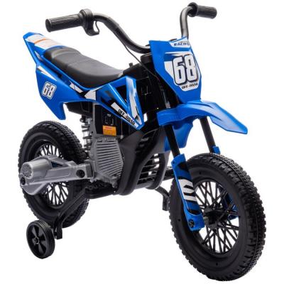 AIYAPLAY Moto Cross &Eacute;lectrique Dirt Bike Enfant 12v 2 Moteurs 2 Vitesses 2,4-5 Km/H Musiques Bleu