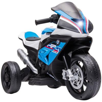 HOMCOM Moto &eacute;lectrique pour enfant BMW HP4 race 3 roues 6 V 2,5 Km/h phare effets sonores bleu