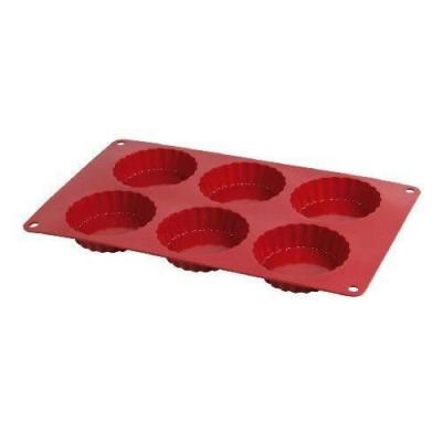 CREALYS  512283 Moule &agrave; 6 Tartelettes en Silicone Candy Rouge 29 x 17 x 2 cm