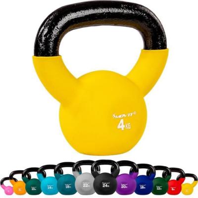 MOVIT  Kettlebell 4kg jaune en fonte n&eacute;opr&egrave;ne