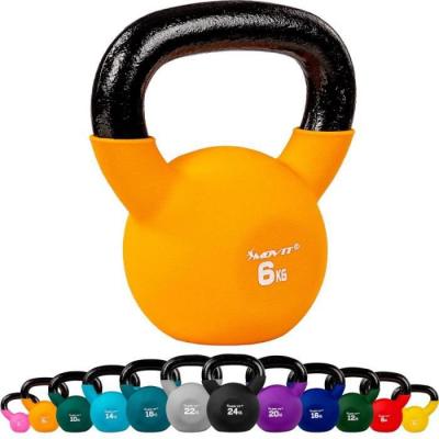 MOVIT  Kettlebell 6kg orange en fonte n&eacute;opr&egrave;ne