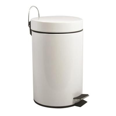 MSV Poubelle &agrave; p&eacute;dale Acier 12L Blanc - Blanc - 