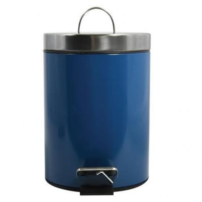 MSV Poubelle &agrave; p&eacute;dale Inox 3L Bleu Fonc&eacute; - Bleu - 