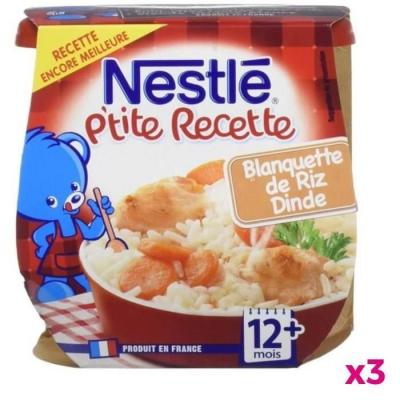  P'tite Recette bols blanquette de riz dinde - d&egrave;s 12 mois, Nestl&eacute; (2 x 200 g) 