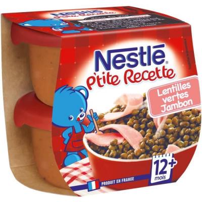  P'tite recette lentille jambon - d&egrave;s 12 mois, Nestl&eacute; (2 x 200 g) 