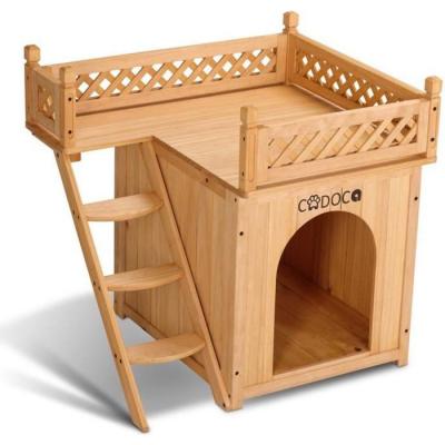 DEUBA Niche villa en bois avec terrasse brun 66x53x64cm
