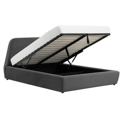 Cadre de lit coffre en velours gris 140x190 cm norka - Gris