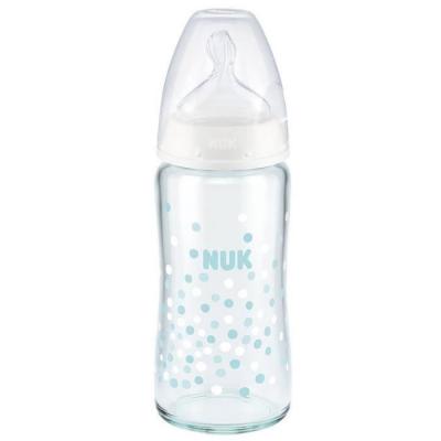 NUK Biberon Verre Col Large 240ml 0-6 Mois 