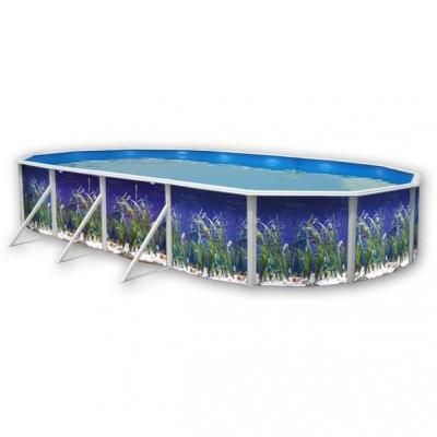 TOI OCEAN Piscine hors sol ovale en acier 915 x 457 x 120 cm (Kit complet piscine Filtre Skimmer et &eacute;chelle) 