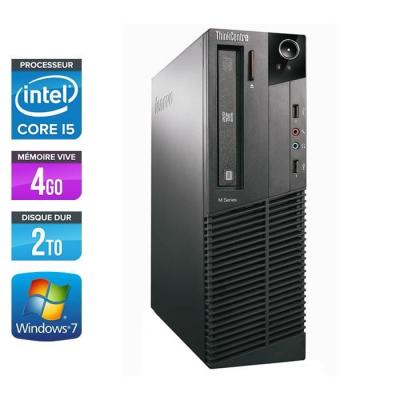 LENOVO Unit&eacute; centrale  ThinkCentre M81 SFF - Noir - Intel Core i5-2400 / 3.10 GHz - RAM 4 Go - HDD 2 To - DVDRW - Gigabit Ethernet - Windows 7 Professionnel 