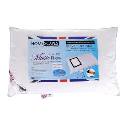 HOMESCAPES Oreiller musical en duvet et en plumes de d'oie ultra gonflant Blanc 50 x 75 cm