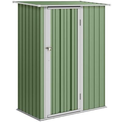 OUTSUNNY Abri de jardin porte verrouillable t&ocirc;le d'acier vert blanc