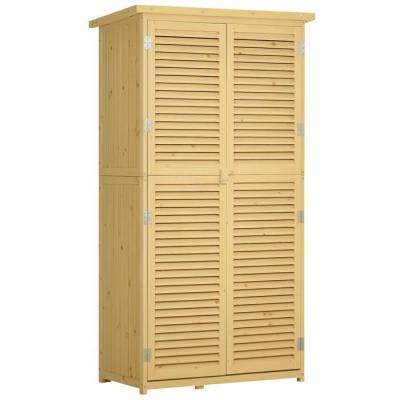 OUTSUNNY Armoire de jardin portes persiennes 2 &eacute;tag&egrave;res bois pin