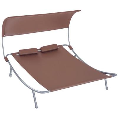 OUTSUNNY Bain de soleil 2 places design contemporain marron fonc&eacute;