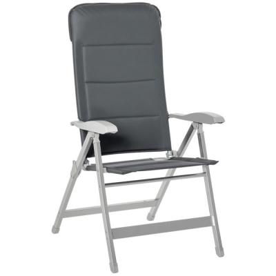 OUTSUNNY Chaise de jardin pliante inclinable alu. oxford d&eacute;perlant gris