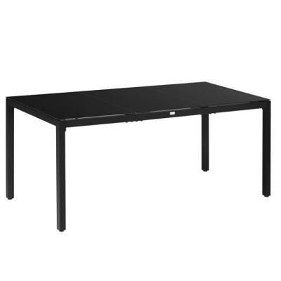 OUTSUNNY Table de jardin rectangulaire 8 personnes dim. 180L x 80l x 72H cm alu. plateau verre tremp&eacute; noir