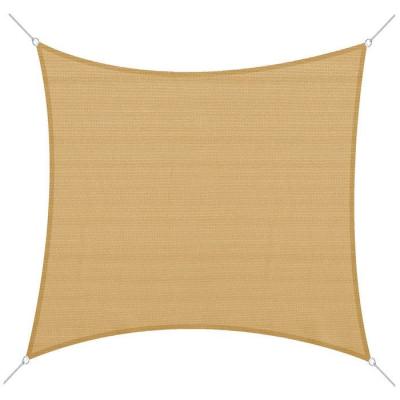 OUTSUNNY Voile d'ombrage carr&eacute; 3 x 3 m poly&eacute;thyl&egrave;ne haute densit&eacute; r&eacute;sistant aux UV coloris sable