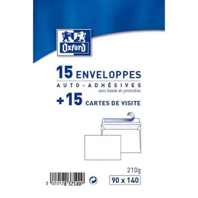 OXFORD  - kit de 15 cartes de visites + enveloppes contenu: 15 enveloppes auto-adh&eacute;sives: 90 x 140 mm 15 cartes de visite blanche 