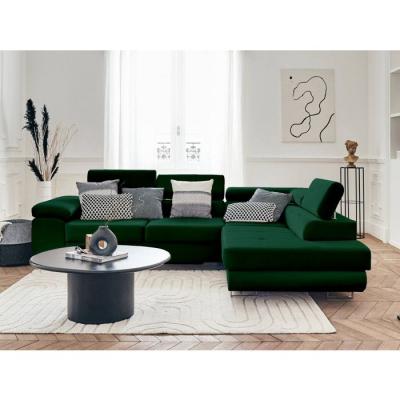 BESTMOBILIER  Canap&eacute; d'angle droit convertible 5 places PABLO - Velours Vert