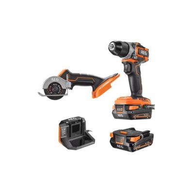 AEG Pack  Perceuse-visseuse - Mini scie multi-mat&eacute;riaux - 18 V - Subcompact - Brushless - 2 Batteries 2,0 Ah - Chargeur 