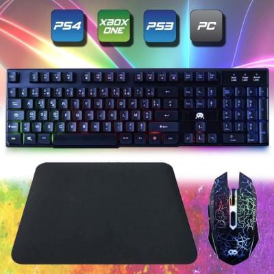 FREAKS AND GEEKS Pack Clavier souris et tapis PolyChroma LED CS200 compatible PS3 PS4 XBox One et PC