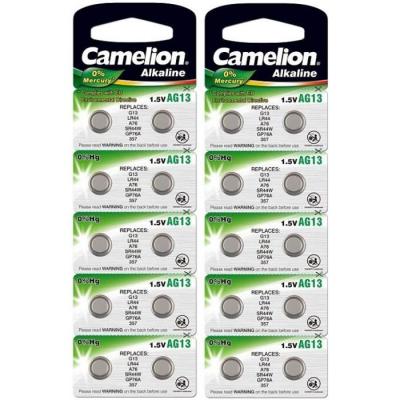 CAMELION Pack de 20 piles  Alcaline AG13/LR44/LR1154/357 0% Mercury/Hg