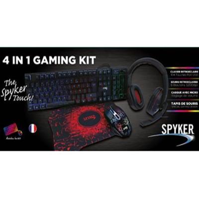 SPYKER Pack Gaming (4 en 1 ) Clavier-Souris-Casque -Tapis KM401G-COMBO