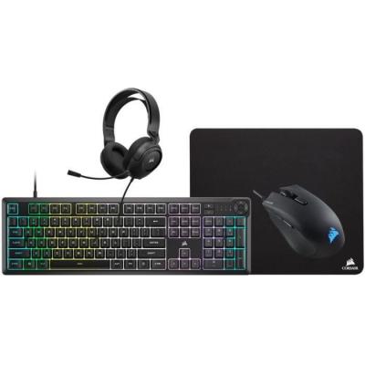 CORSAIR Pack gaming  4 en 1 - clavier k55 + souris gaming harpoon rgb pro + tapis de souris mm100 + casque multiplateforme hs35 COR0840006687993 