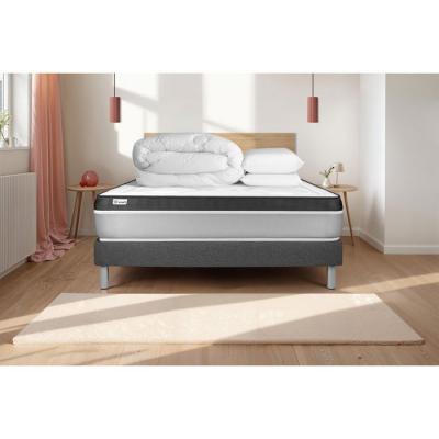 VITALIT Pack sommier kit matelas M&eacute;moire de forme 160x200 Gris Complet