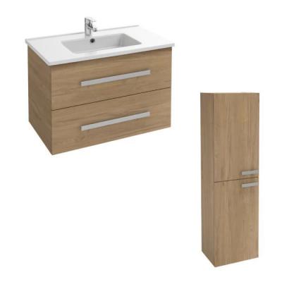 Meuble simple vasque Ola up + colonne de salle de bain, 2 portes, 78,5 x 46,5 x 52, chene