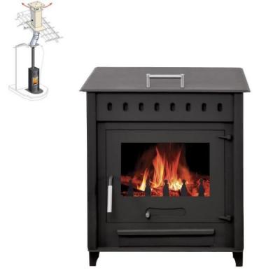 INTERSTOVES Pack Po&ecirc;le &agrave; bois avec four JUAN b&ucirc;ches 55cm + Kit Conduit 150 - Noir
