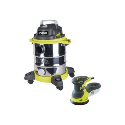 RYOBI Pack Aspirateur eau et poussi&egrave;re - 1250W - 20L - RVC-1220I-G - Ponceuse excentrique &eacute;lectrique - 300W - 125mm - ROS300