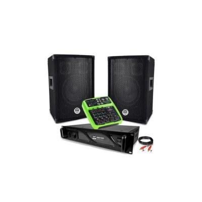 BM SONIC Pack sono 2 enceintes bms08 amplificateur 1000W bms1000 et table de mixage mini4