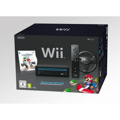 Console Wii noire Nintendo + Wiimote Plus + Mario Kart Wii + Volant
