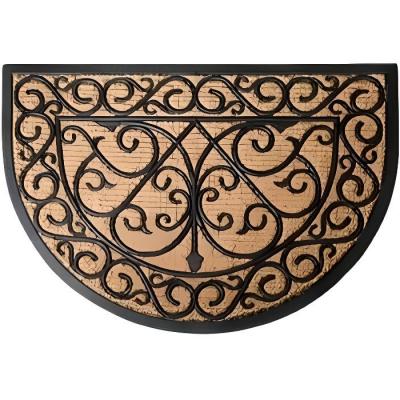 ESSCHERT DESIGN Paillasson Demi Lune en Caoutchouc et Coco - Marron