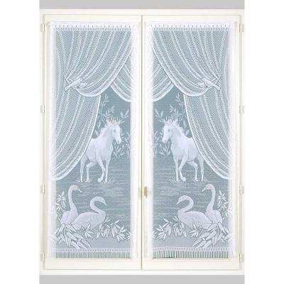 Paire de vitrages Esprit Equestre Blanc 60 x 120 cm - Blanc