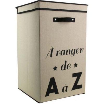 IDEBOX  - Panier &agrave; linge pliable en tissu 70L Famille beige