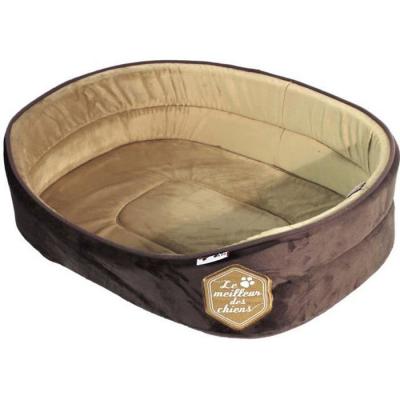 LOVE STORY Panier mousse patchy 55cm - chocolat et taupe - pour chien 