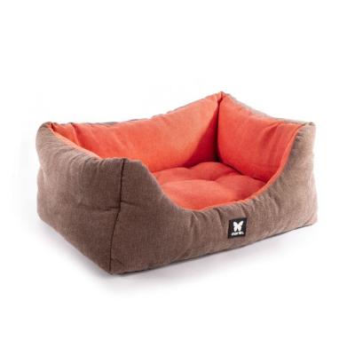 MARTIN SELLIER Panier pour chien Domino Su&eacute;dine - Marron et Orange - 60x46x23cm 