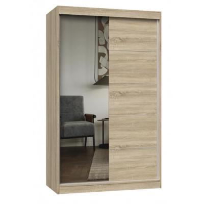 Paolo - armoire &agrave; 2 portes coulissantes - 1 miroir - largeur 120 cm - dressing de chambre 2 portes -