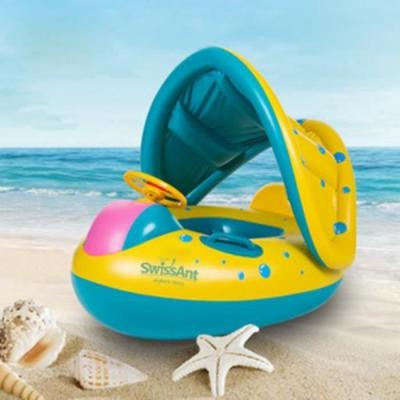 SWISSANT Parasol Baignoire Bou&eacute;e Gonflable B&eacute;b&eacute; Enfant Solaire Anti-UV avec Volant 