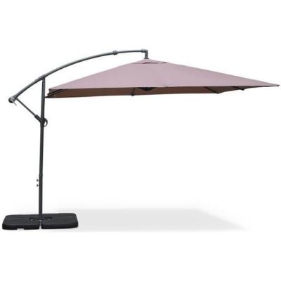 SWEEEK Parasol D&eacute;port&eacute; Carr&eacute; 3x3m - Hardelot 3x3m - Taupe - Manivelle Anti-Retour Toile D&eacute;perlante