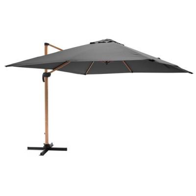 OVIALA  - Parasol d&eacute;port&eacute; carr&eacute; 3x3m effet bois anthracite - Gris