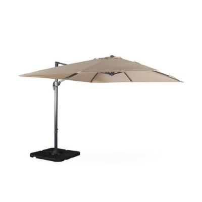 SWEEEK Parasol beige 3x3m structure grise + 4 dalles
